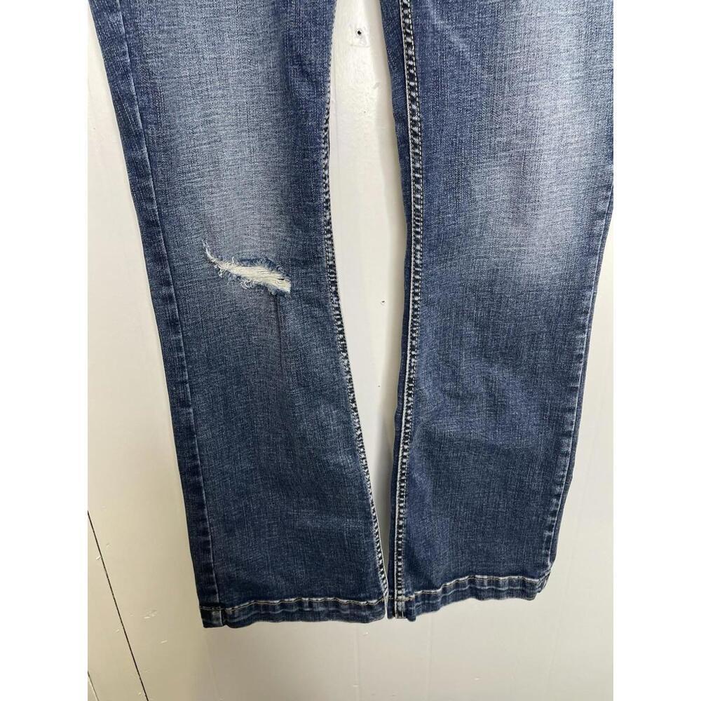 Silver Jeans Womens 29 Elyse Slim Bootcut Distressed Knee Low Rise Y2K Western - Picture 5 of 11